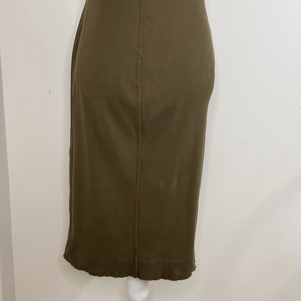 Everlane The Ribbed Tank Midi Dress Size XS Olive Green Organic Cotton Knit - Picture 10 of 13